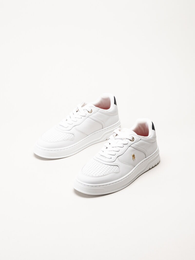 Tommy Hilfiger - TH Sporty Cupsole Corp - Vita sneakers i skinn