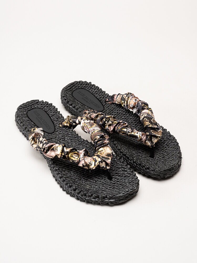 Ilse Jacobsen - Cheerful05 - Svarta flip flops med multifärgade satinremmar