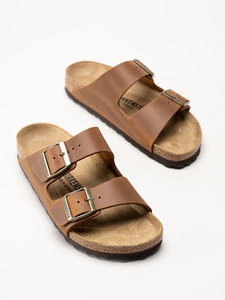 Birkenstock - Arizona Narrow - Bruna slip in sandaler i oljat skinn
