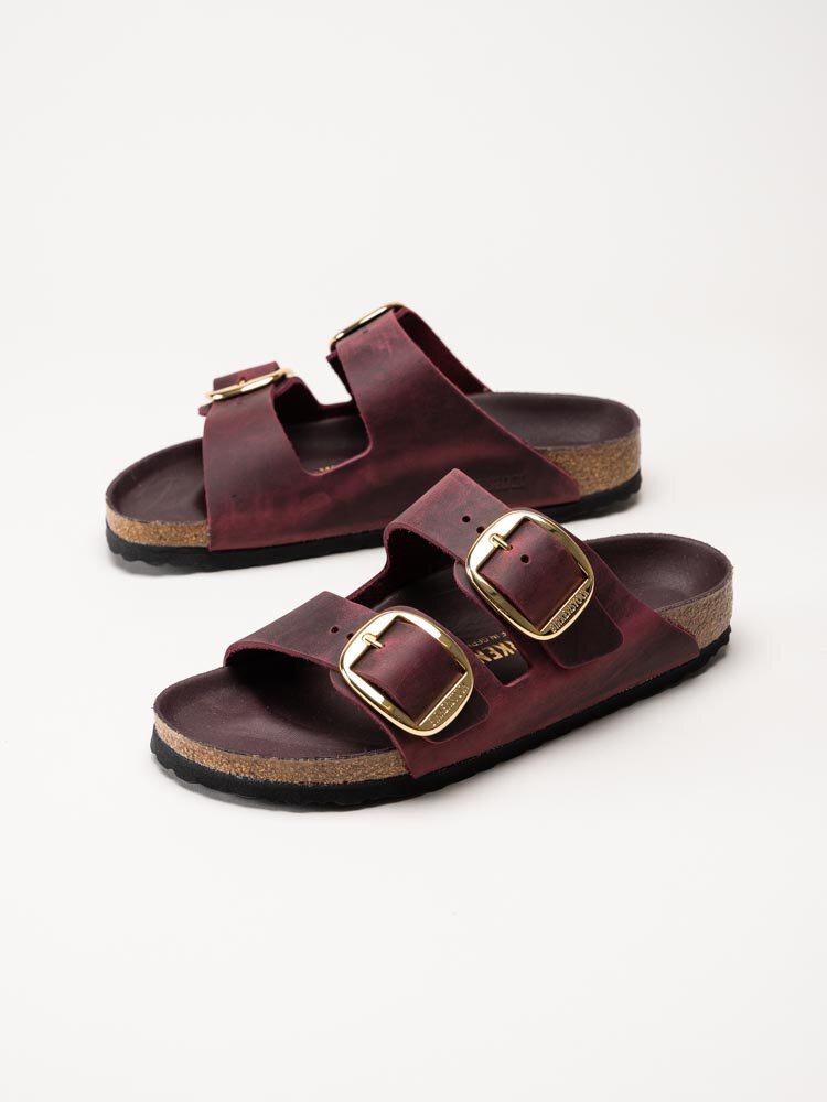 Birkenstock - Arizona Big Buckle oiled narro - Vinröda slip in sandaler stora spännen