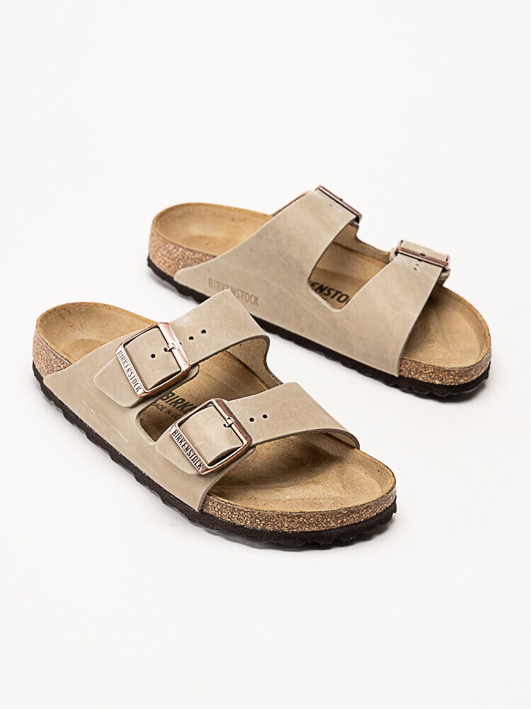Birkenstock - Arizona oiled leather - Taupefärgade slip in sandaler