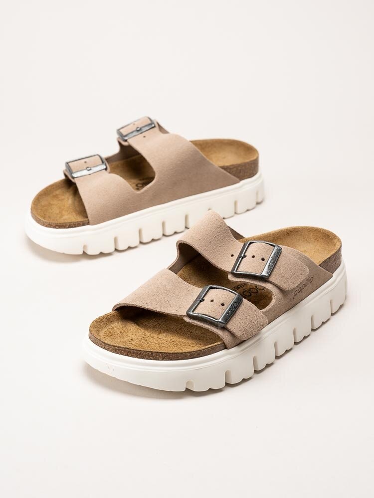Papillio by Birkenstock - Arizona Platform Suede - Beige slip in platåsdandaler