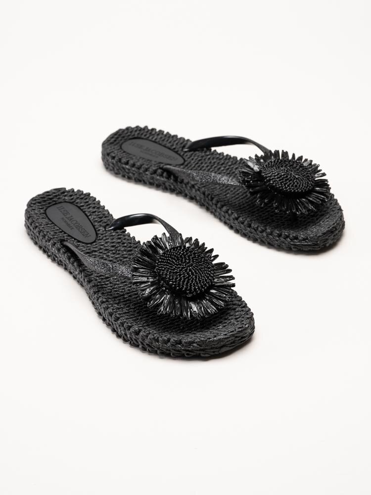 Ilse Jacobsen - Cheerful16F - Svarta flip flop med blomma