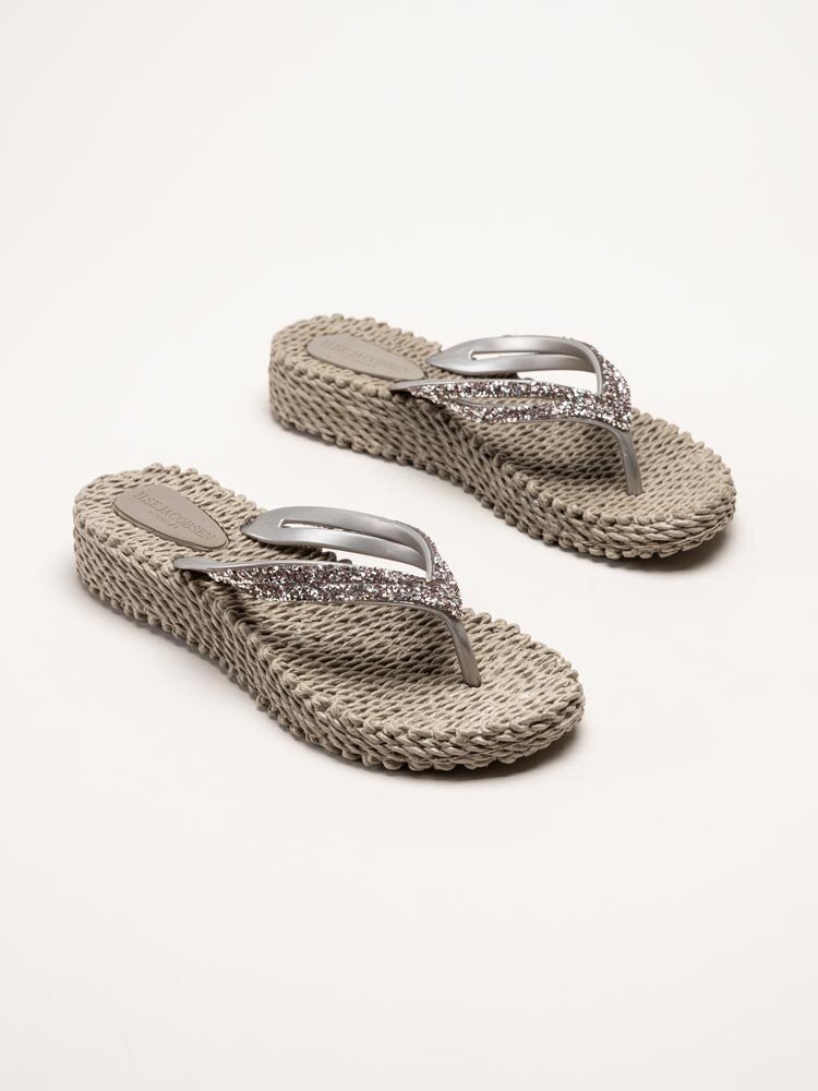 Ilse Jacobsen - Cheerful15 - Beige flip flop, remmar med glitterstenar