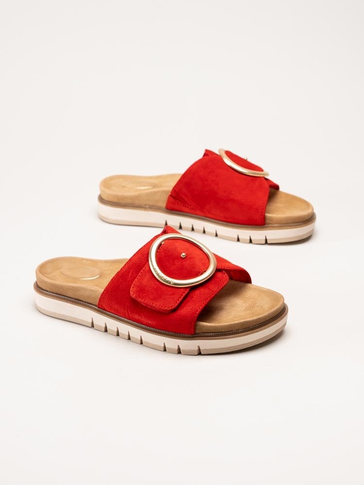 Tamaris Comfort - Röda slip in sandaler i mocka