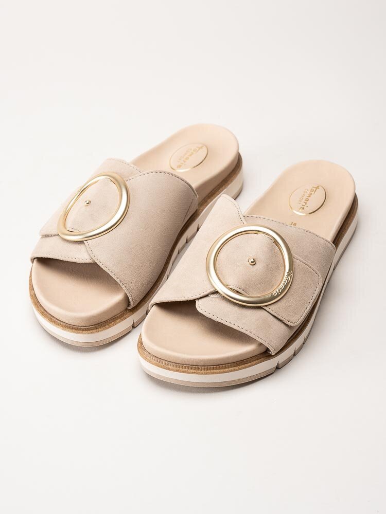Tamaris Comfort - Beige slip in sandal i mocka