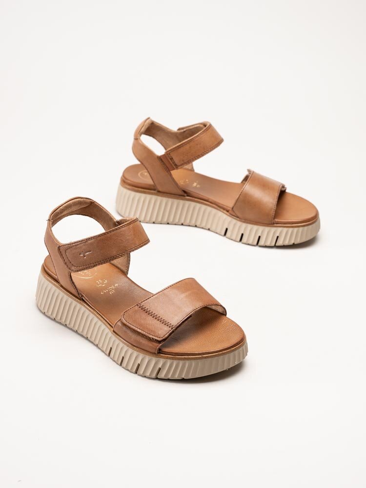 Tamaris Comfort - Bruna sandaler i skinn
