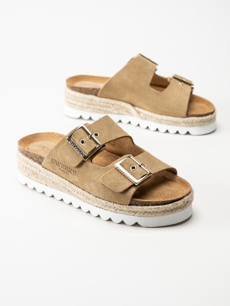 Sweeks - Sonja - Beige slip in sandaler i mocka