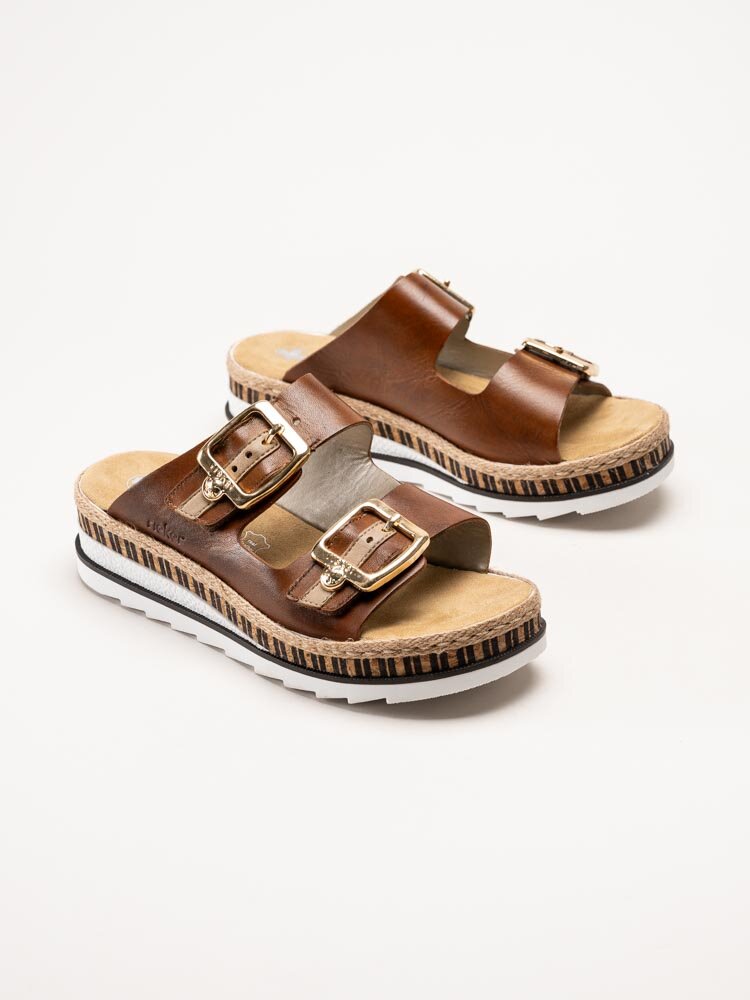 Rieker - Bruna slip in sandaler i skinn