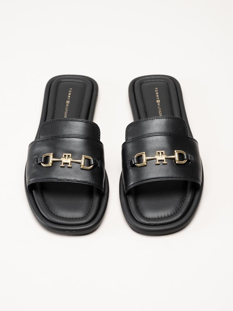 Tommy Hilfiger - TH Leather Horsebit Mule - Svarta slip in sandaler i skinn