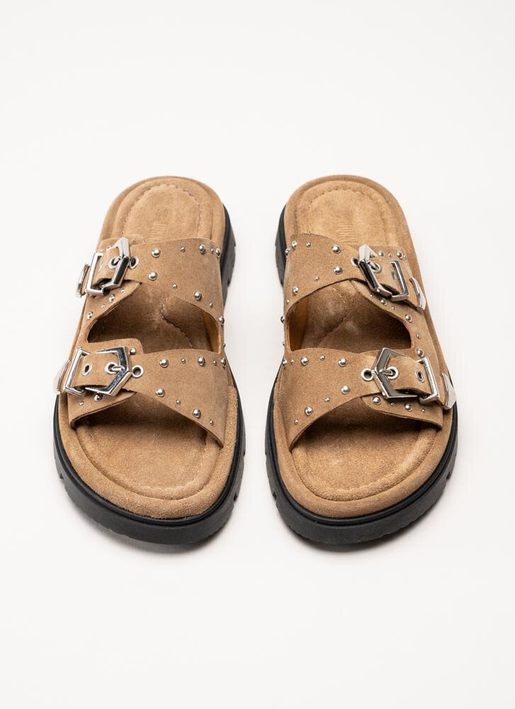 Johnny Bulls - Ljusbruna slip in sandaler i mocka