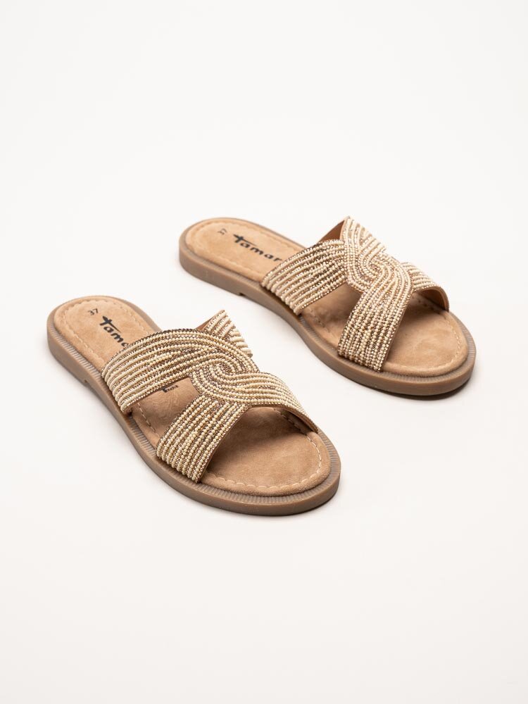 Tamaris - Guldiga slip in sandaler i skinn