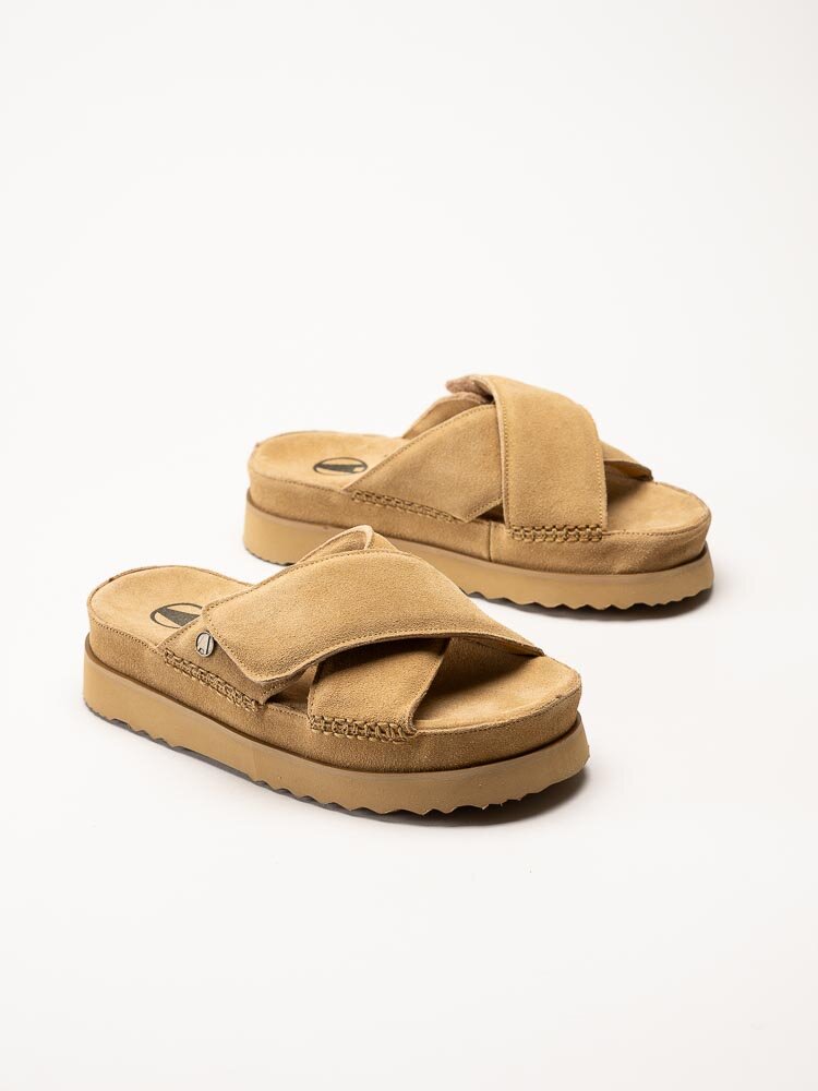 Axelda - Garda - Ljusbrun slip-in sandal i mocka