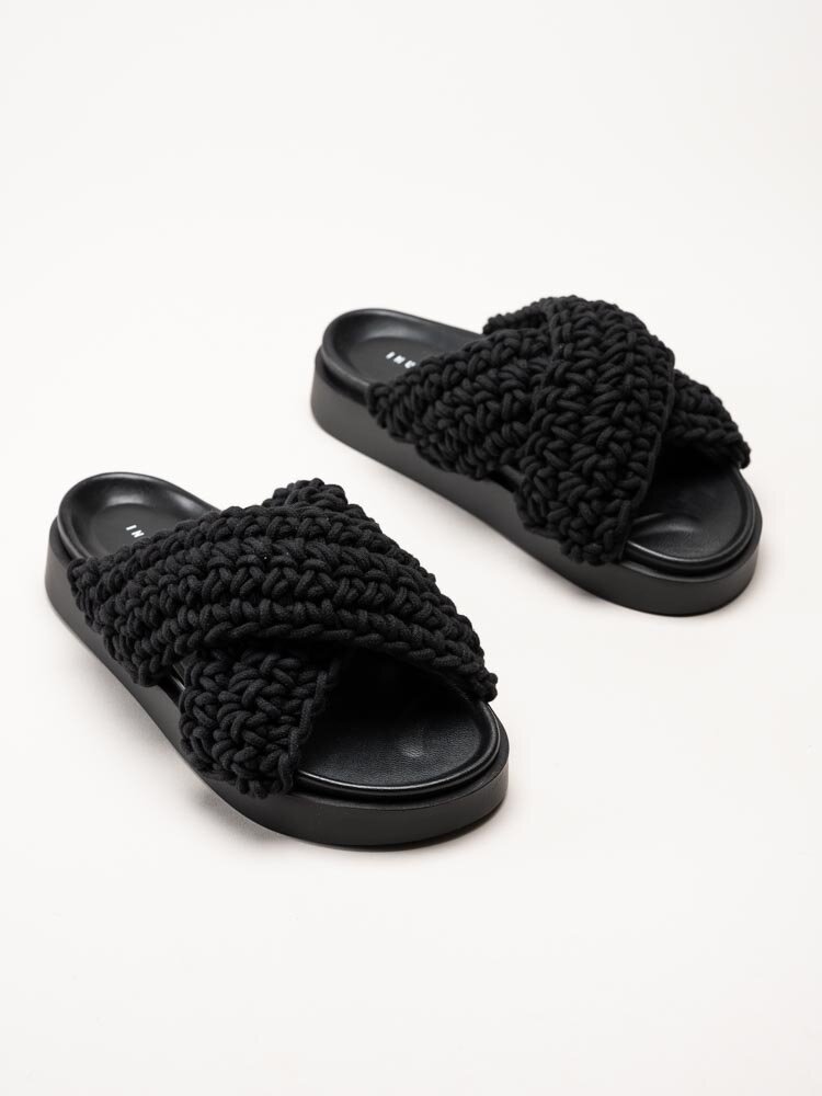 Inuikii - Woven - Svarta grovt virkade sandaler
