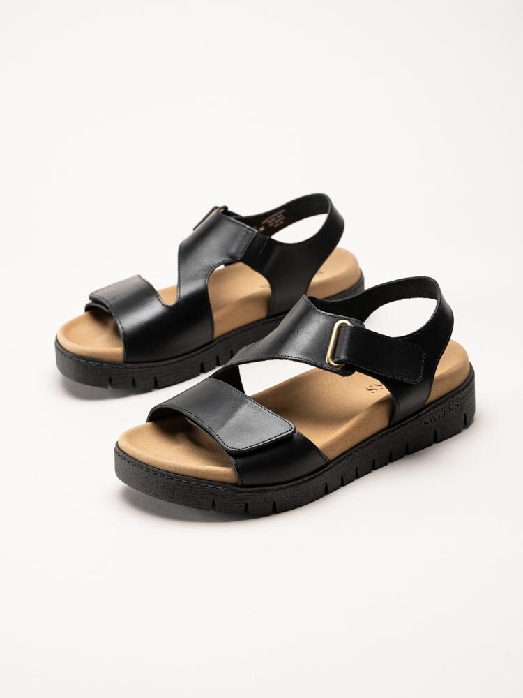 Sweeks - Gabriela - Svarta sandaler i skinn