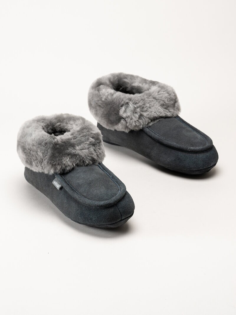 Axelda - London - Mörkgrå fårskinnsfodrade tofflor
