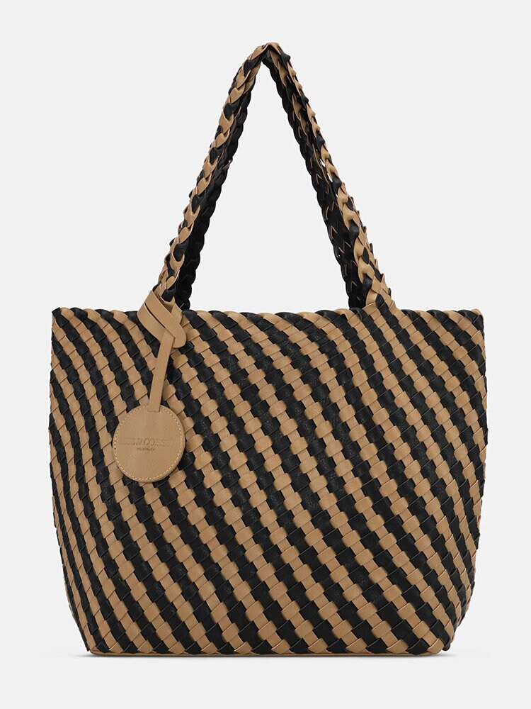 Ilse Jacobsen - Bag06C - Svart beige flätad kasse