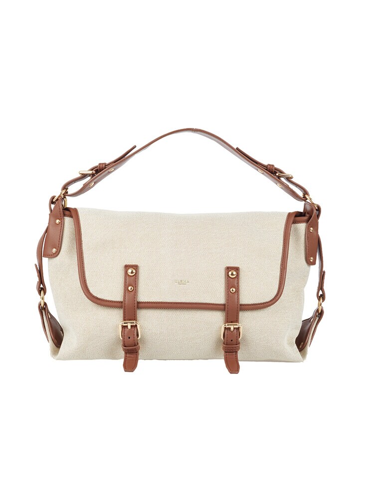 Ulrika Design - Recycle Canvas - Beige/Brun väska med lock