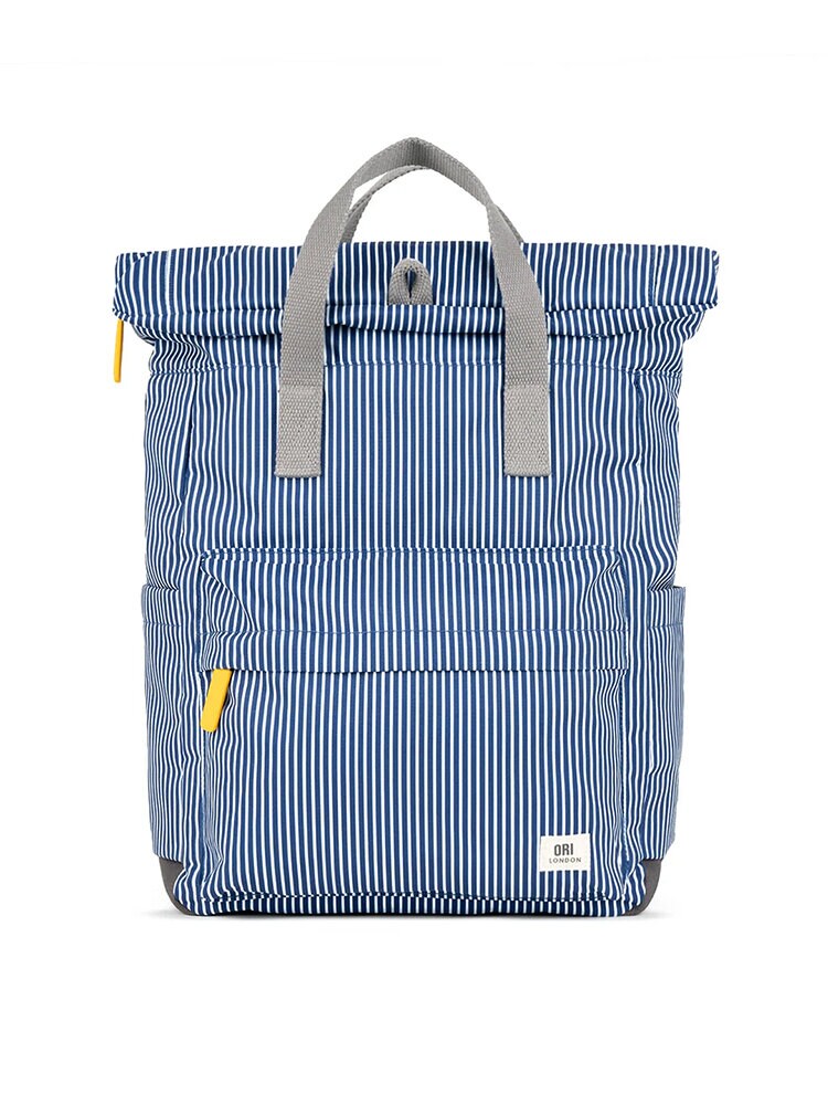 ROKA - Canfield B Recycled Canvas - Blå mönstrad medium ryggsäck i canvas