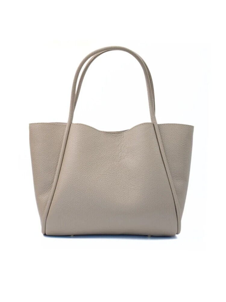 Latalia - Florence L - Beige shopping kasse L i narvsatt skinn