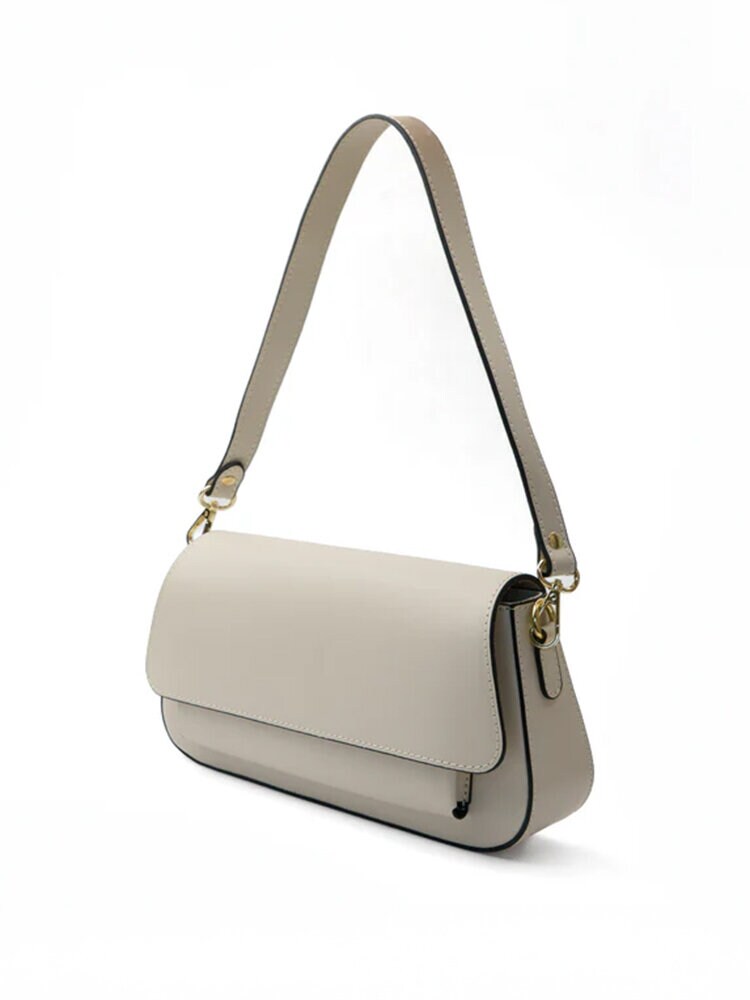 Latalia - Varese - Ljusbeige crossbody väska i skinn