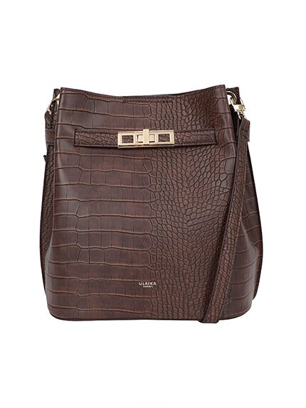 Ulrika Design - Ulrika Croco Hink-väska - Brun Hink-väska med krokomönster