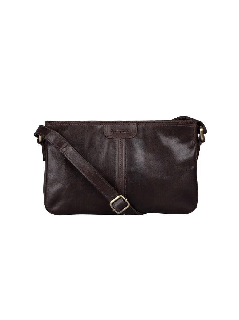 Springfield - Mörkbrun axelremsväska i skinn