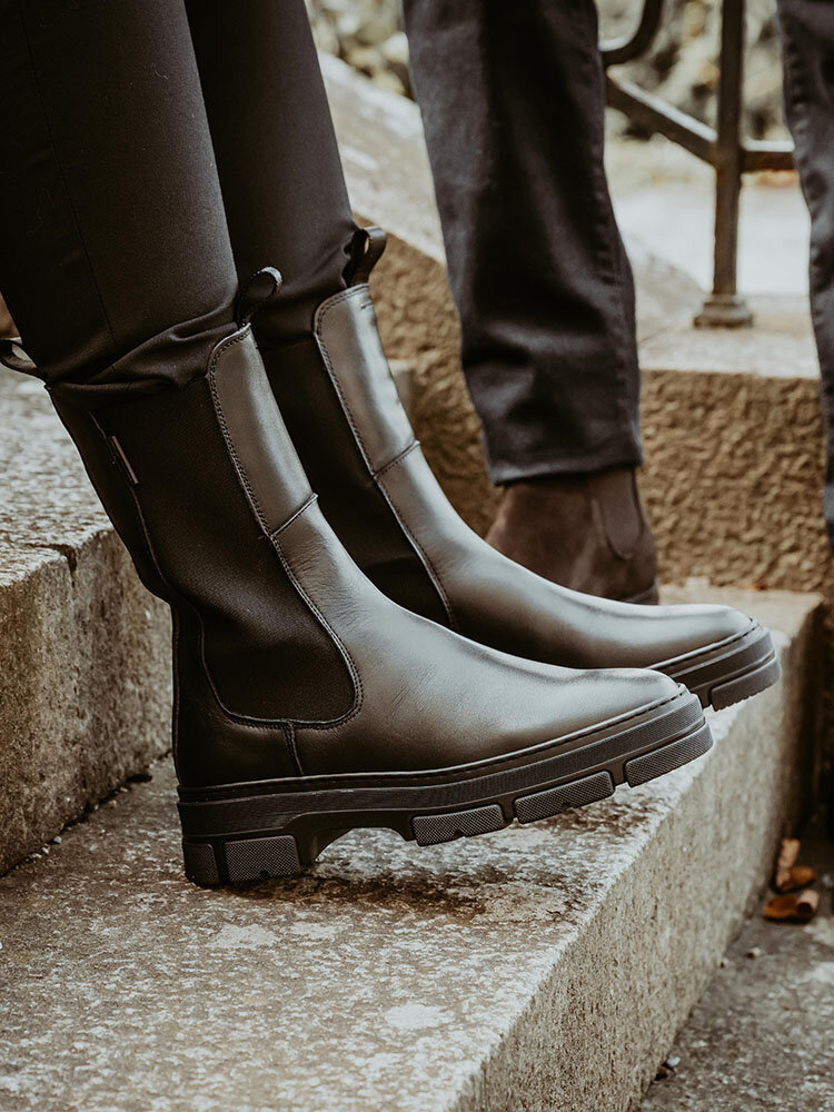 Gant Footwear - Monthike - Svarta höga chelsea boots i skinn