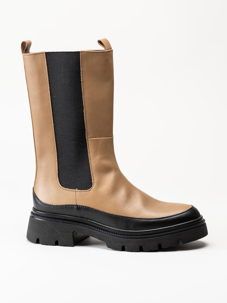 Gabor - Beige höga chelsea boots i skinn