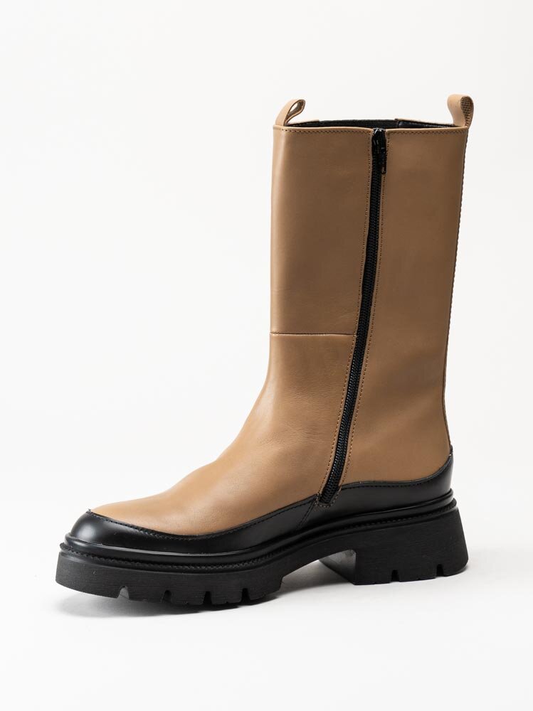 Gabor - Beige höga chelsea boots i skinn