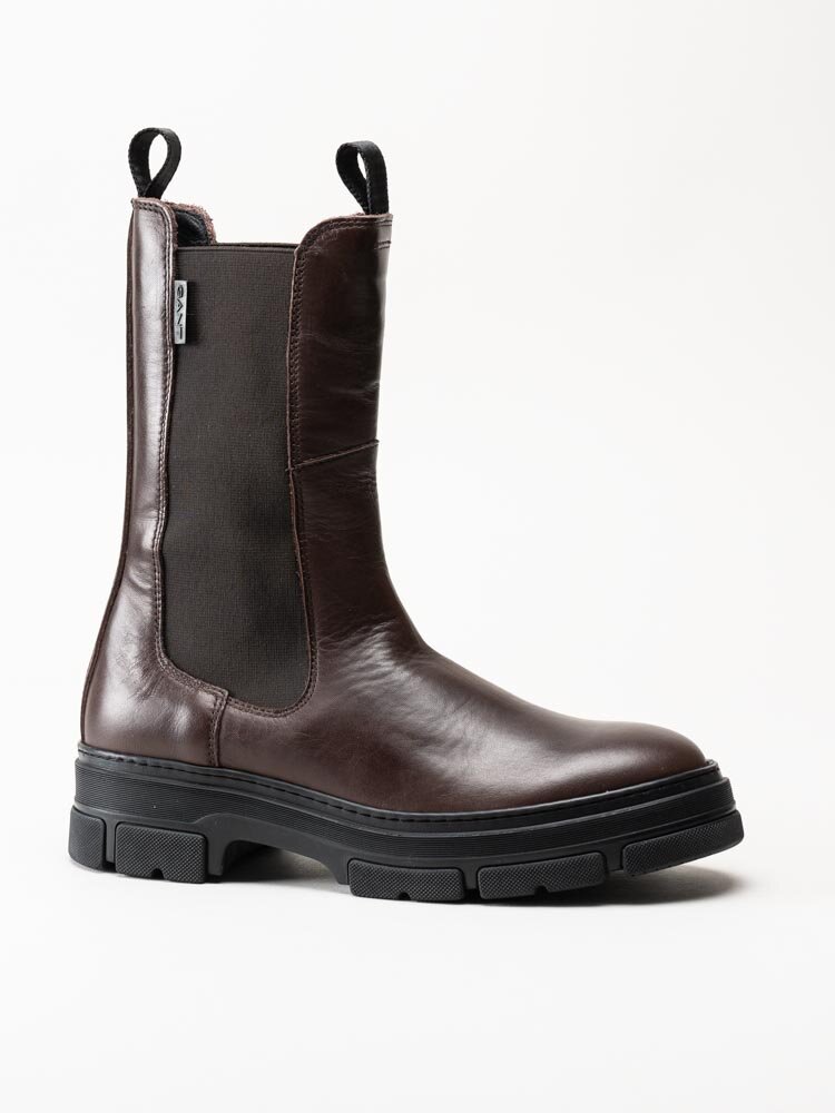 Gant Footwear - Monthike - Mörkbruna höga chelsea boots i skinn