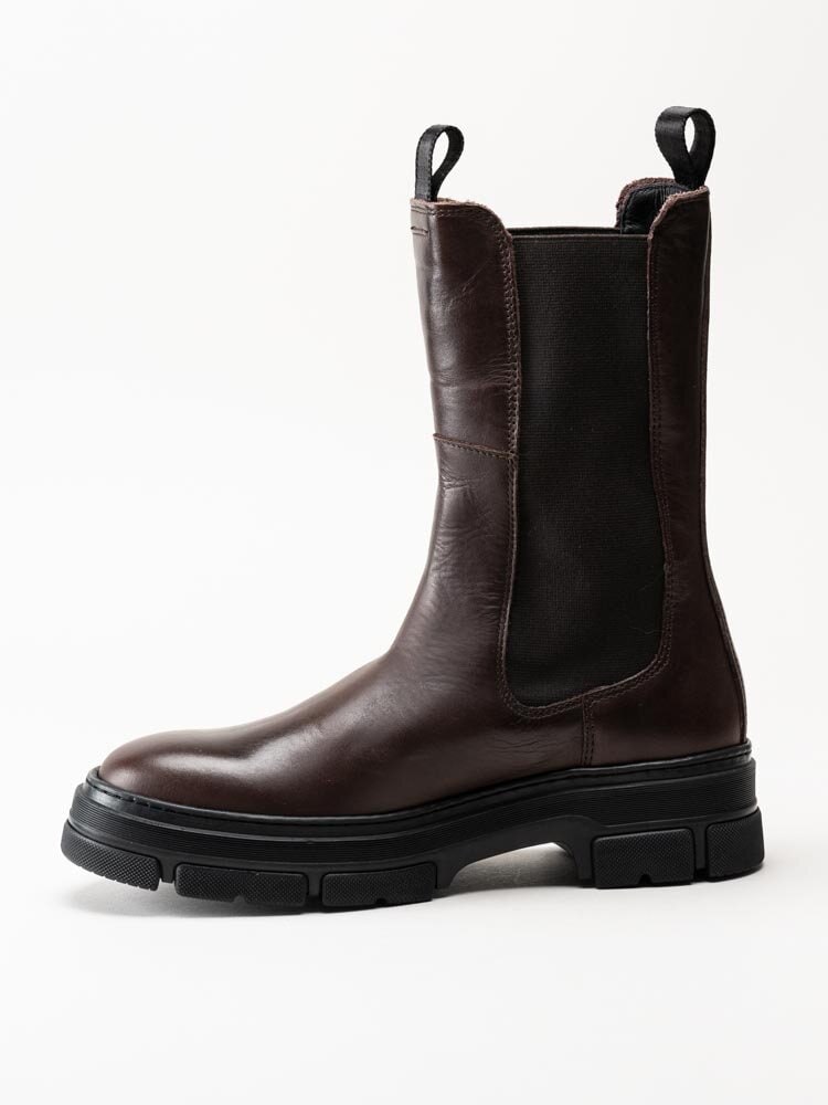 Gant Footwear - Monthike - Mörkbruna höga chelsea boots i skinn