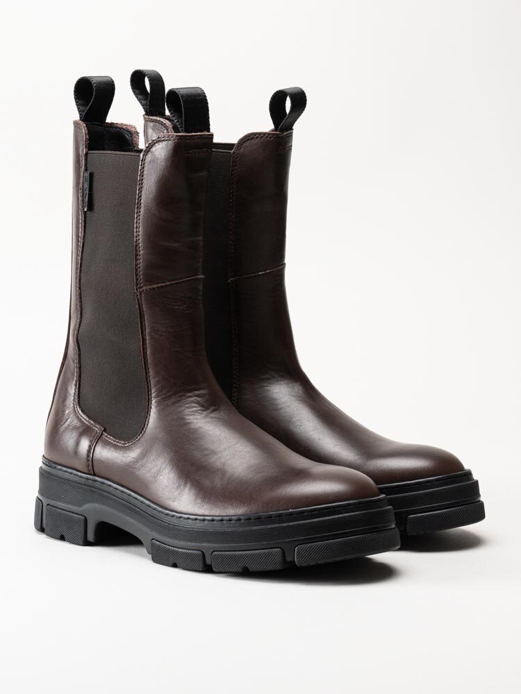 Gant Footwear - Monthike - Mörkbruna höga chelsea boots i skinn