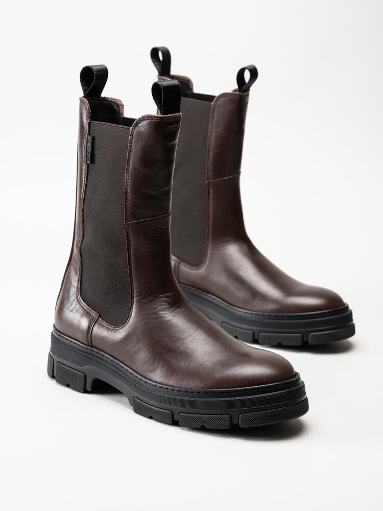 Gant Footwear - Monthike - Mörkbruna höga chelsea boots i skinn