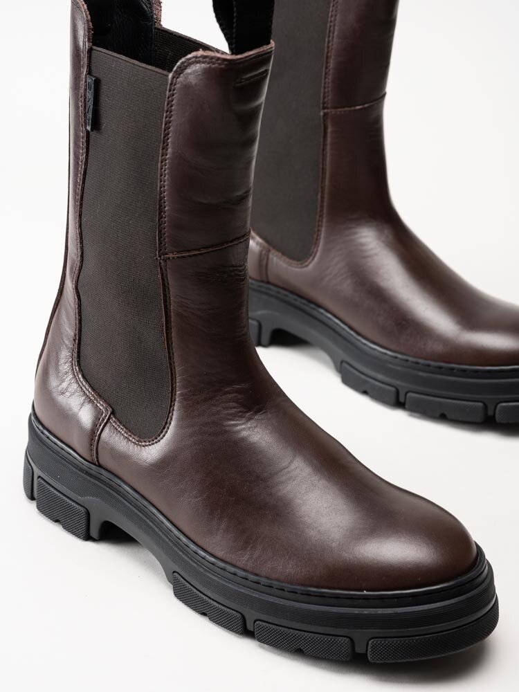 Gant Footwear - Monthike - Mörkbruna höga chelsea boots i skinn