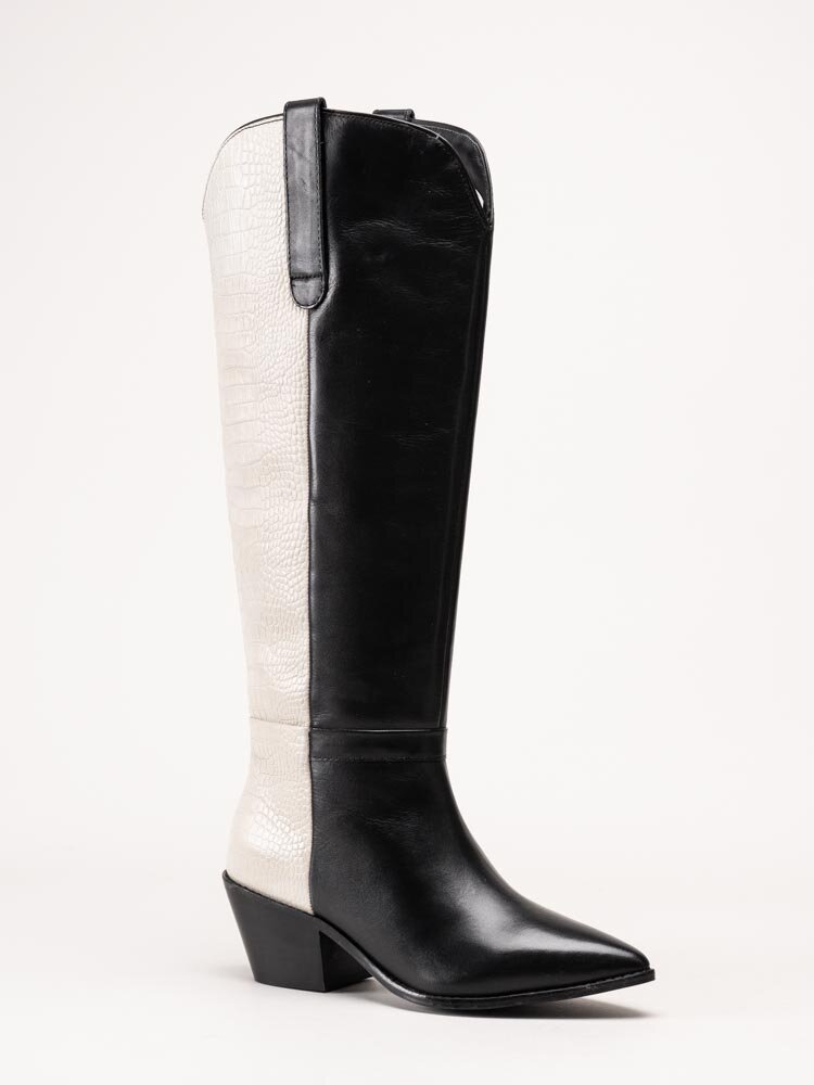 Copenhagen Shoes - Divided Multi - Svart/vita westernstövlar i skinn
