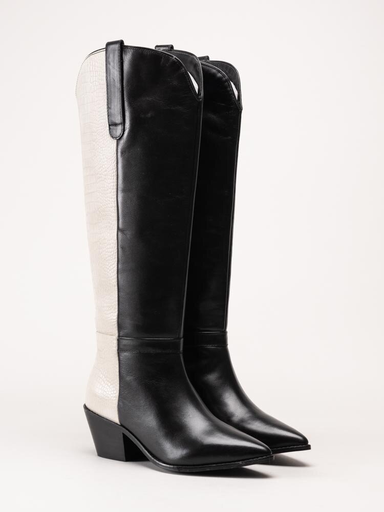Copenhagen Shoes - Divided Multi - Svart/vita westernstövlar i skinn