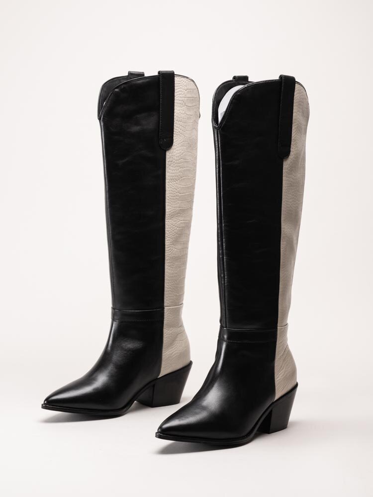Copenhagen Shoes - Divided Multi - Svart/vita westernstövlar i skinn