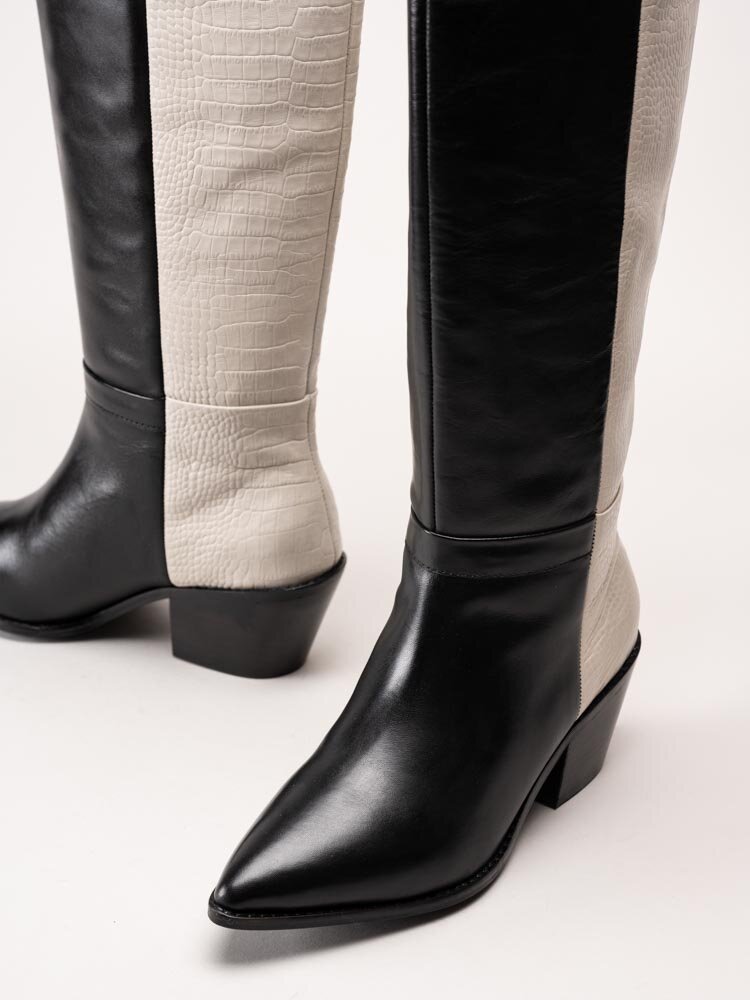 Copenhagen Shoes - Divided Multi - Svart/vita westernstövlar i skinn