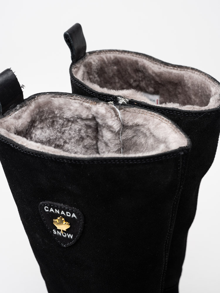 Canada Snow - Quebec High - Svarta höga fårskinnsfodrade curlingkängor i mocka