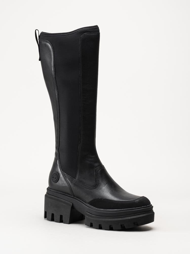 Timberland - Everleigh Tall Boot - Svarta platåstövlar i skinn