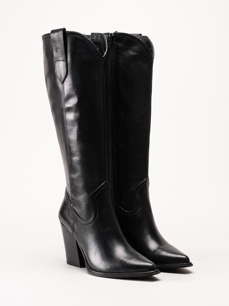 Tamaris - Svarta westernboots i skinn