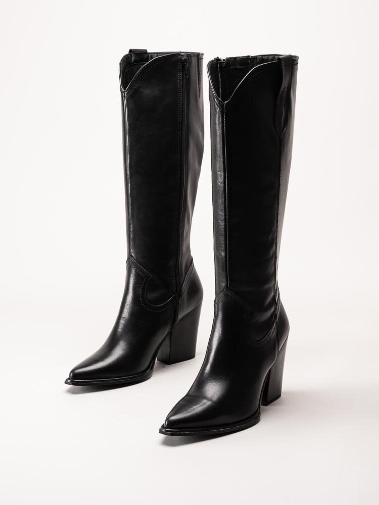 Tamaris - Svarta westernboots i skinn