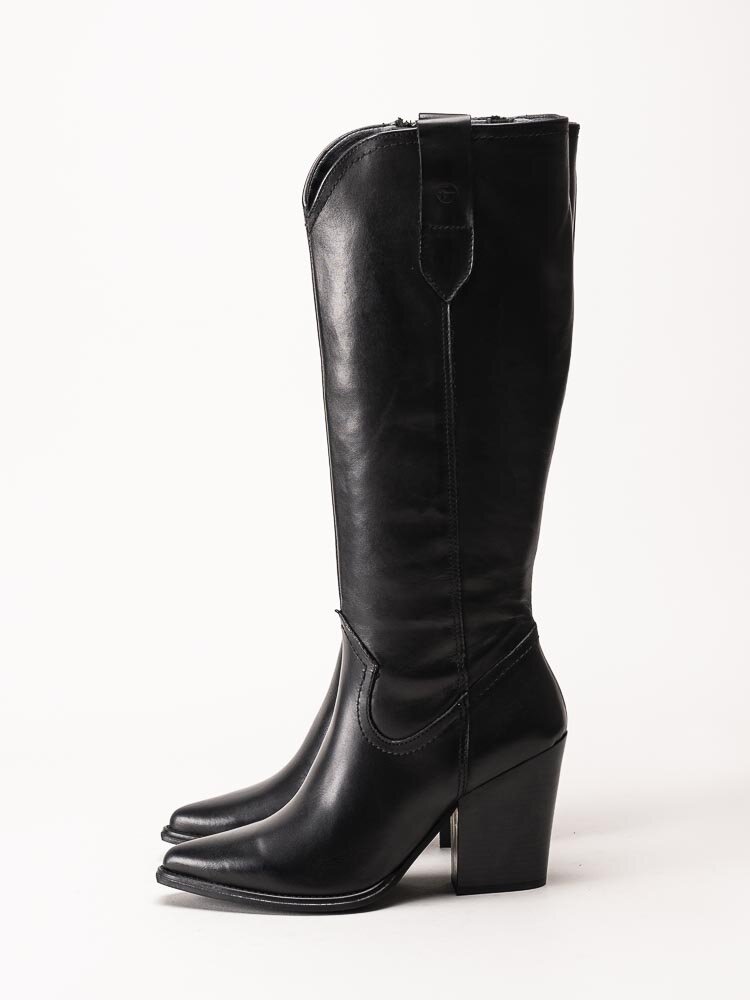 Tamaris - Svarta westernboots i skinn