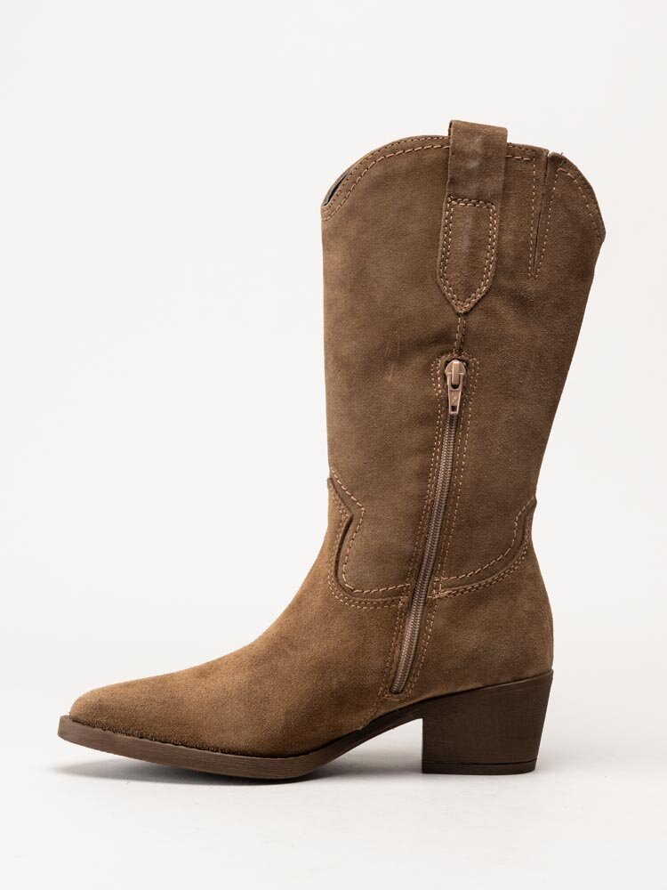 Tamaris - Ljusbruna westernboots i mocka