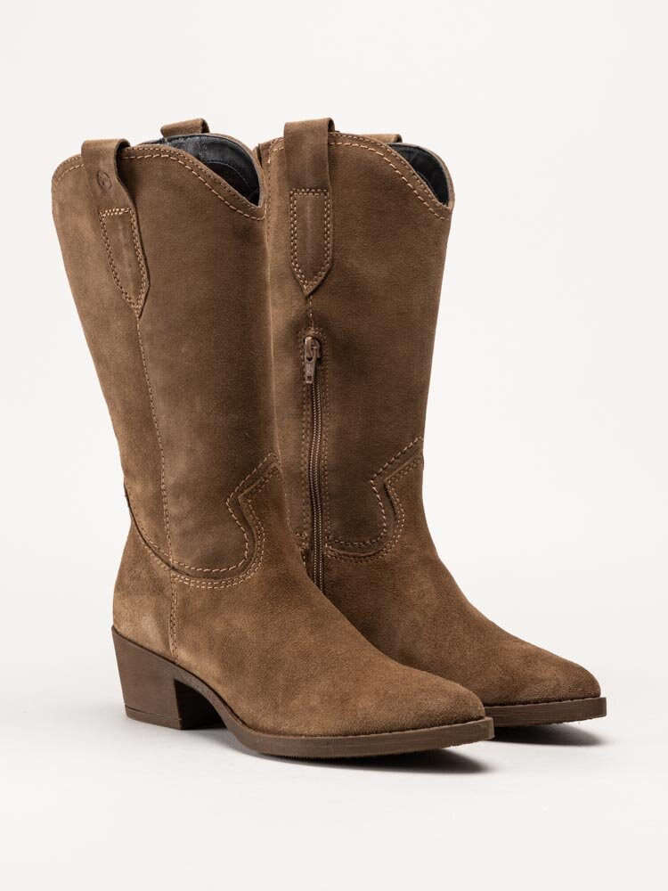 Tamaris - Ljusbruna westernboots i mocka