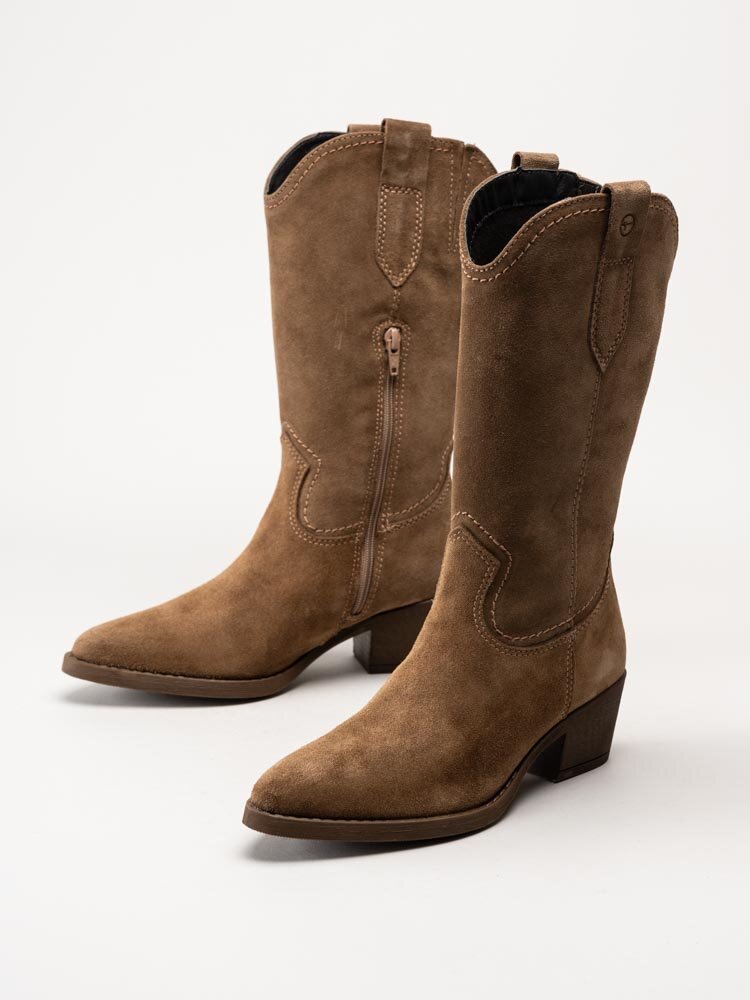 Tamaris - Ljusbruna westernboots i mocka