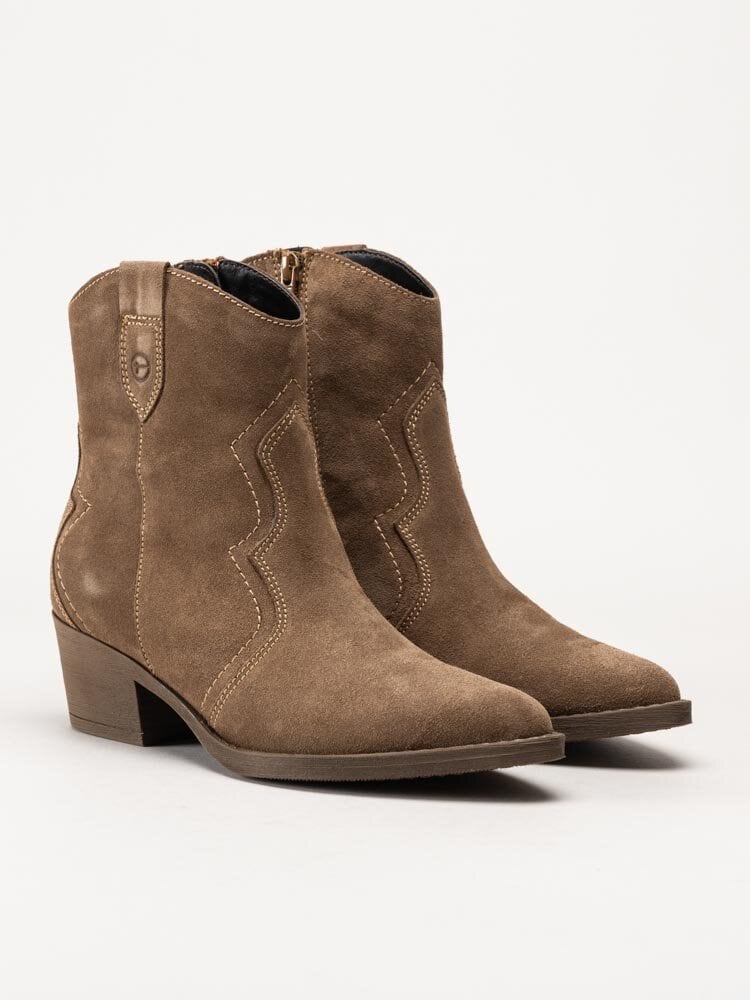 Tamaris - Ljusbruna westernboots i mocka
