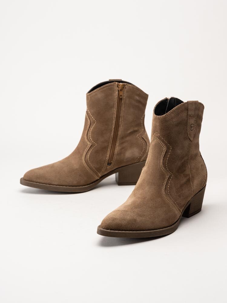 Tamaris - Ljusbruna westernboots i mocka