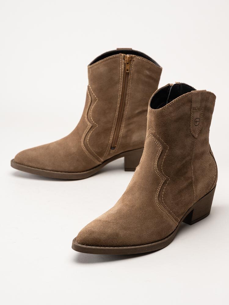 Tamaris - Ljusbruna westernboots i mocka